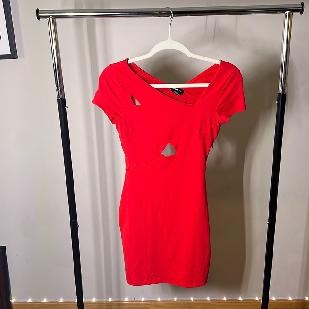 bebe bodycon red short mini. First true to size. XS / 00 / 0.